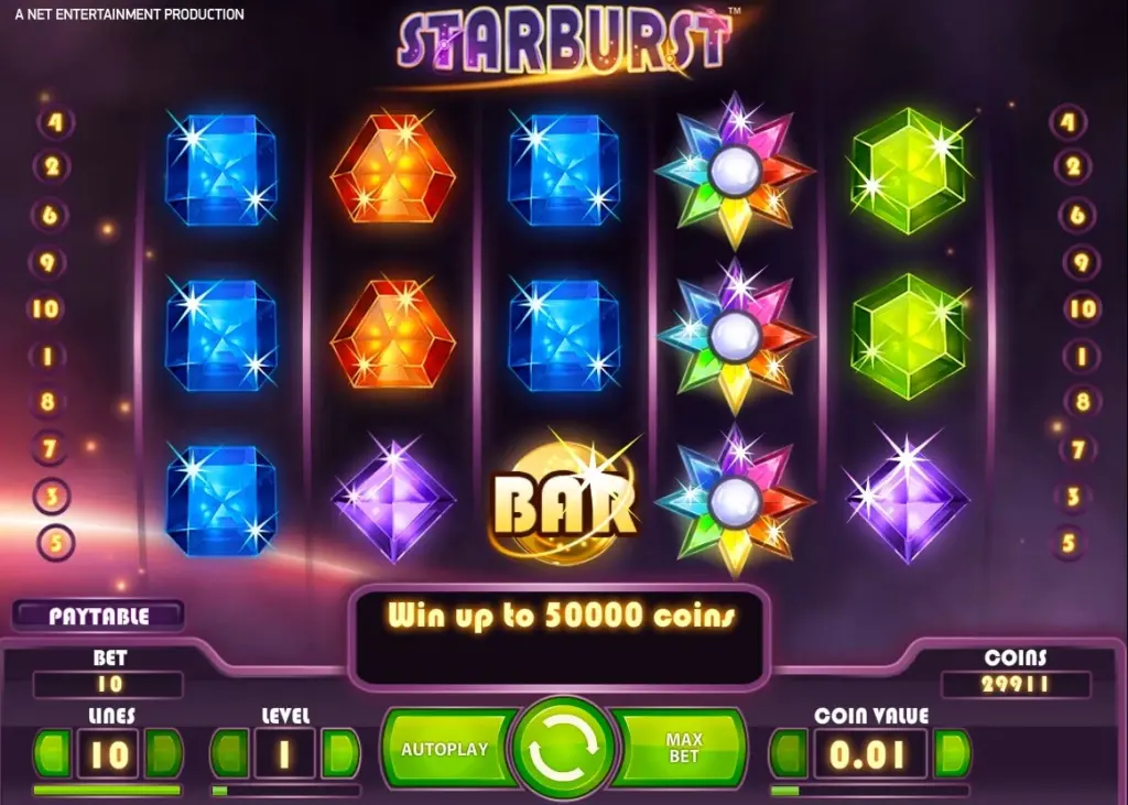 Топ символы слота Starburst